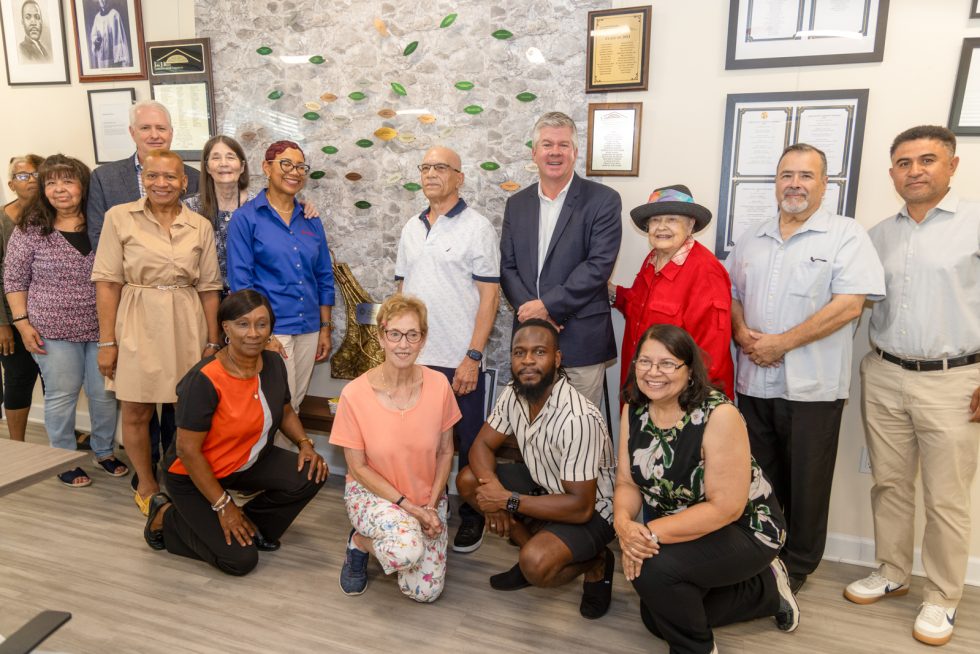 Sands representatives with staff at the John J. Byrne Community Center.